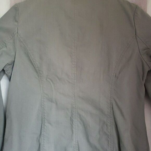 Coldwater Creek Women Trench Coat Size L Gray Buttons Pockets Cotton Lightweight - Picture 11 of 13